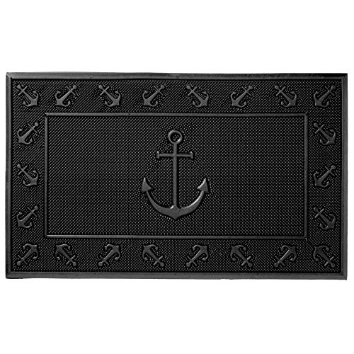 Larry Traverso Anchor Pin Dot Rubber Doormat, 18 x 30 inches, High-Traction, Year-Round Use, Low Profile, Black