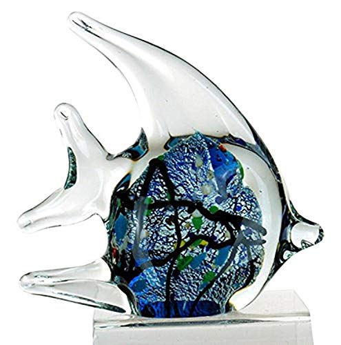 KRZH StealStreet ZBD-570 Ss-Ug-Zbd-570, 4.5" Bubble Angel Fish Glass Blown Decorative Figurine, Blue