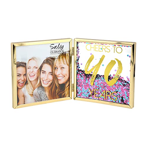 Pavilion Gift Company Cheers to 40-4.75" Hinged Sentiment Picture Frame, 4.75, Gold