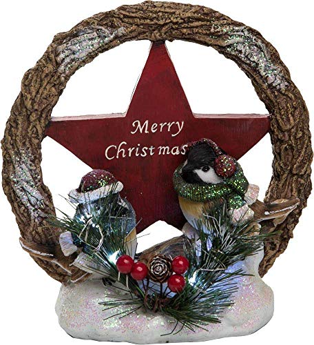 Transpac Christmas Light Up Bird with Star Decor, Red