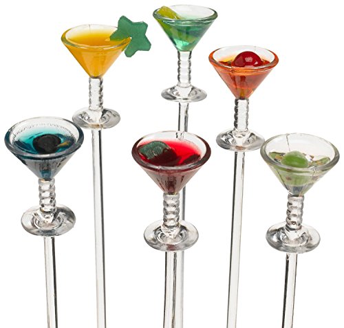 Prodyne Colorful Martini Picks Plastic, Multicolored  (Set of 6)