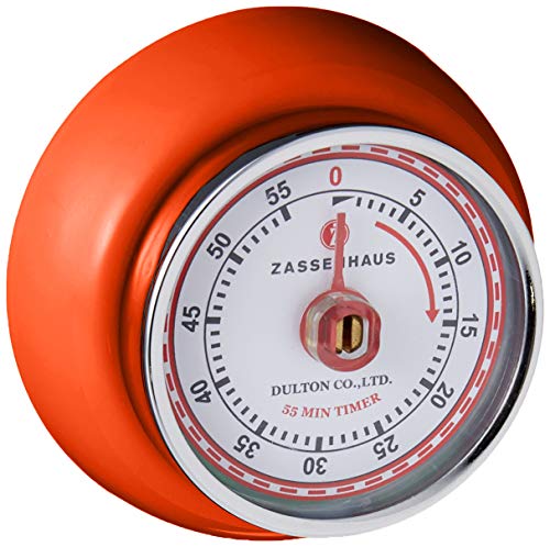 Frieling Zassenhaus Magnetic Retro Kitchen Timer, Classic Mechanical Cooking Timer (Orange)