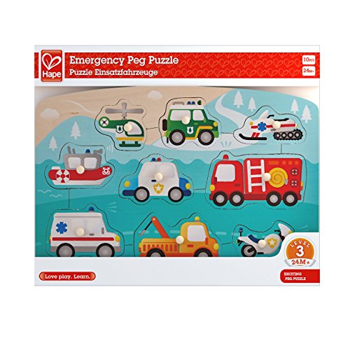 Hape Emergency Peg Puzzle Game, Multicolor, 5&