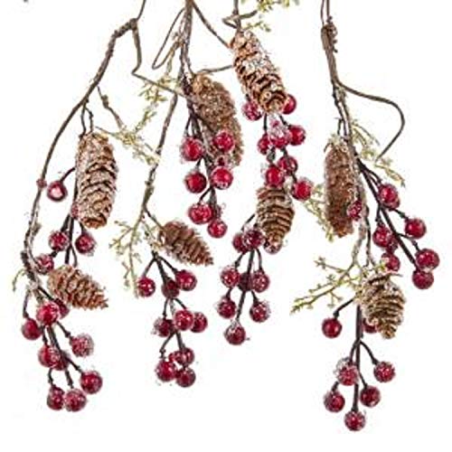 Kurt Adler Adler 4-Foot Iced Pinecone with Red Berry Garland, Multi