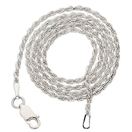 Silver Insanity 2mm Sterling Silver 30" Diamond-Cut Rope Chain Necklace(Lengths 16",18",20",22",24",30",36")