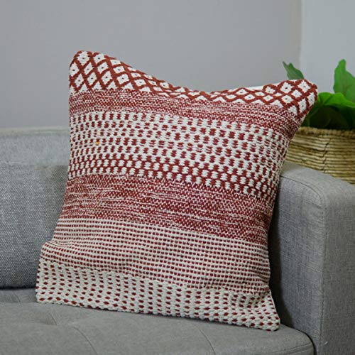 VIP Home and Garden RL1040 Cotton Pillow Cover with Woven Pattern, Square