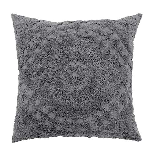 Better Trends Rio Collection is super soft and light weight in Floral Design 100 Percent Cotton Tufted Unique Luxurious Machine Washable Tumble Dry, Euro Sham, Gray