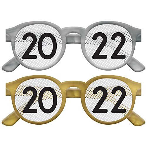 Amscan New Year 2022 Party Eye Glasses- Gold, Silver and Black | Standard Size- 8 Ct