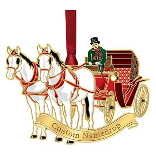Beacon Design Banner Namedrop Horse Drawn Carriage Ornament