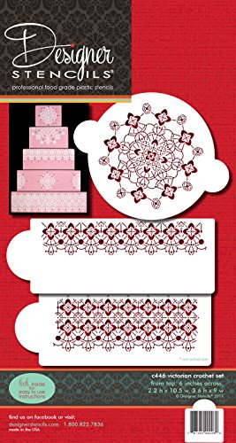 Designer Stencils Victorian Crochet Set Cake Stencils, Beige/semi-transparent