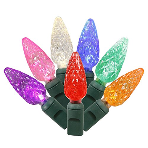 Vickerman 50 Light Multi-Colored C6 LED Light Set on Green Wire