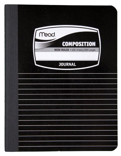ACCO (School) Mead Composition Book/Notebook, Wide Ruled Paper, 100 Sheets, 9-3/4" x 7-1/2", Black (09920)