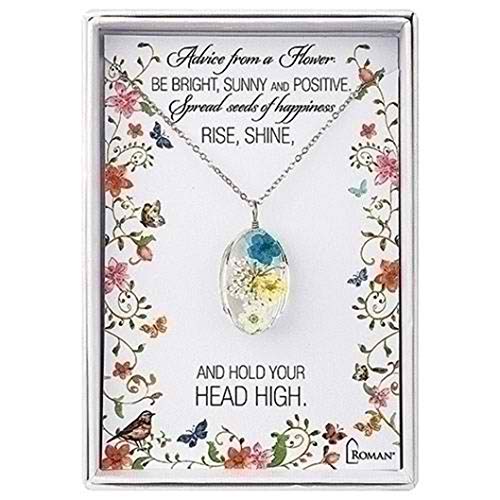 Roman 13707 Pressed Flower Necklace, 24 inches, Multicolor