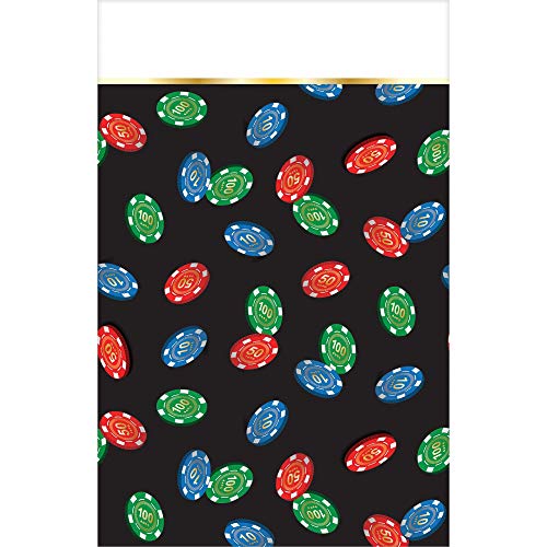 amscan Rectangular Plastic Table Cover with Poker Chips Print- 1 pc.