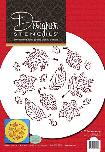 Designer Stencils Fall Leaves Cake Stencil Top, Beige/semi-transparent