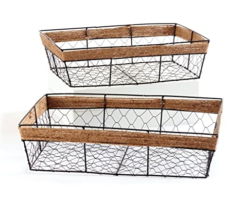 Giftcraft Rectangular Black Wire Baskets, Set of 2