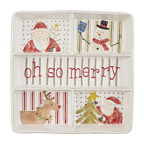 Mud Pie Oh So Merry Christmas Section Server Platter, 2" x 12" x 12", Multicolor