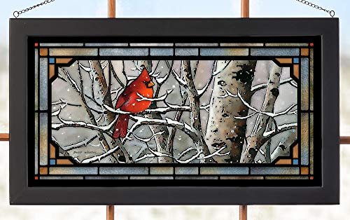 Wild Wings(MN) Wild Wings 5386500036 Left in The Cold Cardinals Stained Glass Art, 23-inch Width