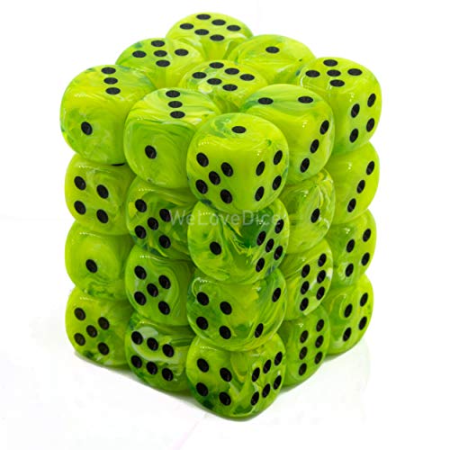 Dice - Vortex - d6 Chessex D6 12mm Bright Green w/Black (36)