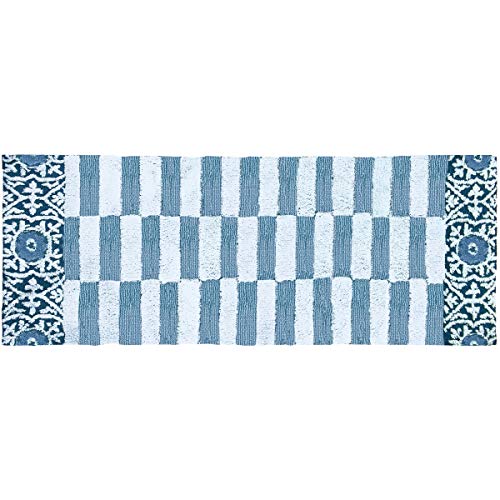Home Comfort Simple Spaces Subway Tile with Medallion Indoor Rug (21" x 54")