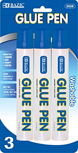 BAZIC Glue Pen for Art Projects or Classroom Crafts (3 Per Pack. 50 cc.)