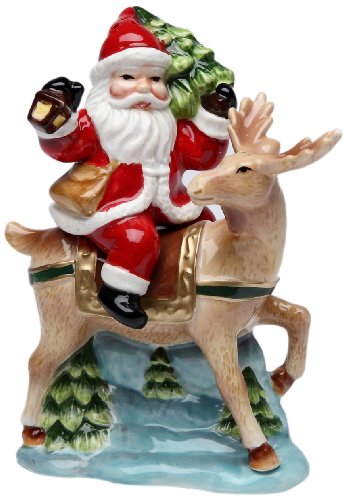 Cosmos Gifts 10519 Santa with Reindeer Salt and Pepper Set, 5-1/2-Inch