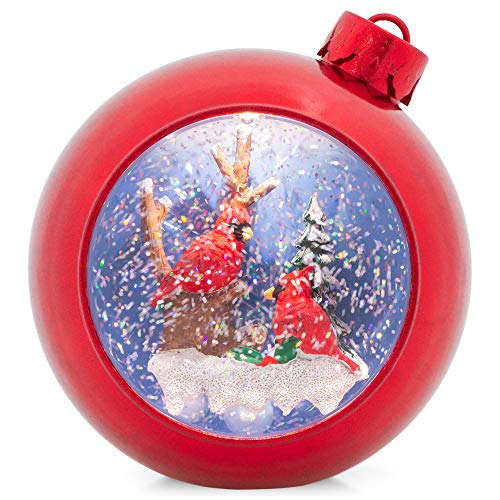Roman 133512 Led Swirl Music Ornament with Cardinal, 6.5 inch, Multicolor