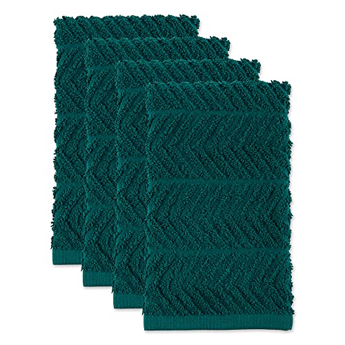 DII Design Luxury Barmop Collection Chevron Dishtowel Set, 16x19, Teal, 4 Piece