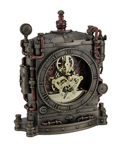 Unicorn Studio Resin Mantel Clocks The Grand Machine Steampunk Style Bronze Finished Mantel Clock 6.5 X 7.75 X 2.25 Inches Bronze