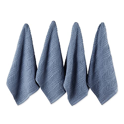 DII Design Luxury Barmop Collection Chevron Dishtowel Set, 16x19, Stonewash Blue, 4 Piece