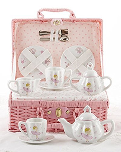 Delton Products Bella Ballerina Porcelain Tea Set in Case, Pink