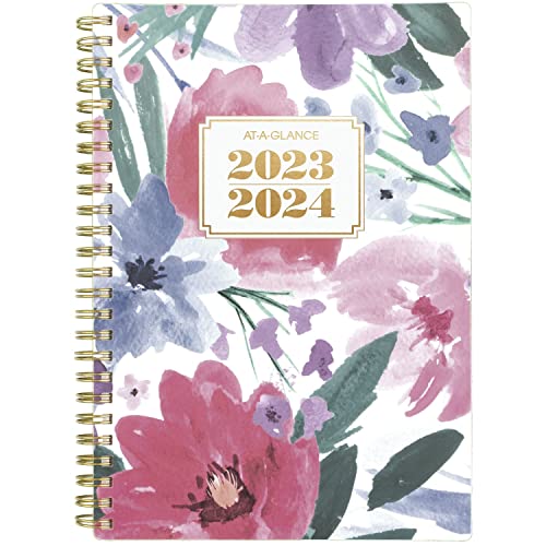 ACCO (School) AT-A-GLANCE 2023-2024 Planner, Weekly & Monthly Academic, 5-1/2" x 8-1/2", Small, BADGE Floral (1664F-200A)