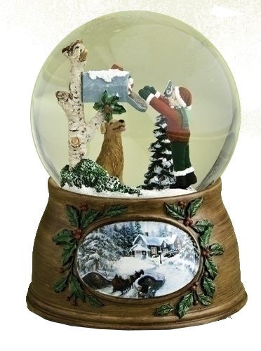 Roman 6 Musical Letter From Santa Claus Christmas Snow Globe Glitterdome Plays Santa is Coming To Town