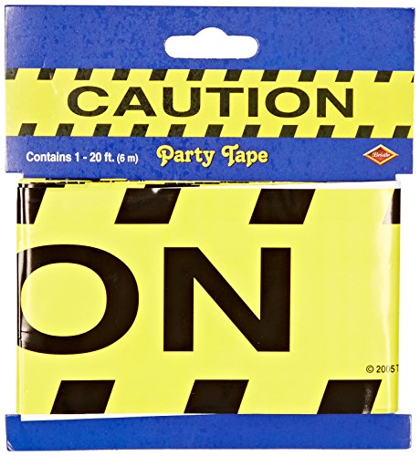 Beistle Plastic Novelty Caution Streamer Construction Theme Banner Crime Scene Decorations Over The Hill Birthday Party Supplies, 3" x 20&