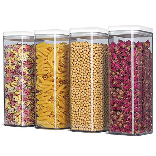 ComSaf Food Storage Container with Lids(64oz) Set of 4, Tall Airtight Food Storage Jar, BPA Free Plastic Food Storage Container Kitchen Pantry Containers for Noodles,Cereal, Flour and Sugar