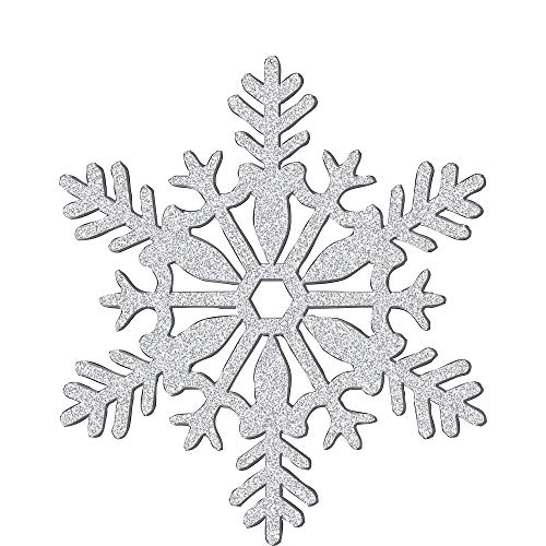 Amscan Large Glitter Plastic Snowflake Cutout -11", Silver, 1 Ct