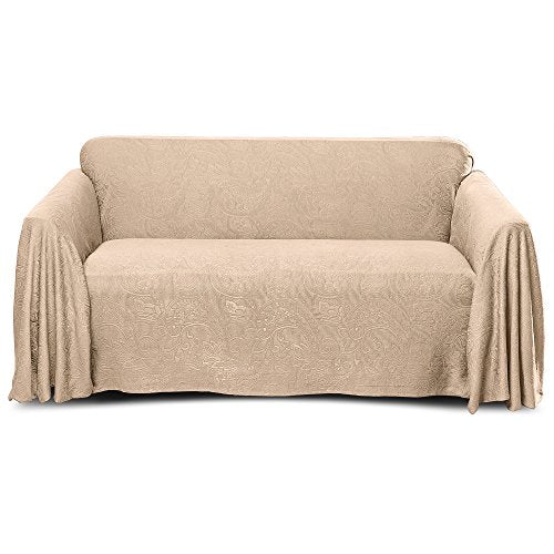 Belle Maison Stylemaster Alexandria Furniture Throw, Love SEAT, Beige