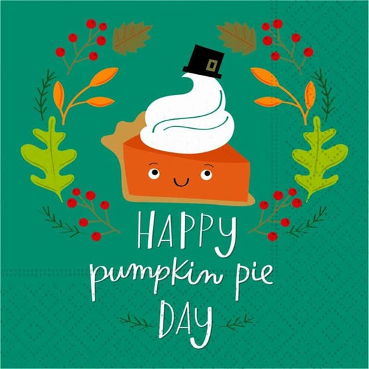 Design Design 624-10444 Pumpkin Pie Day Beverage Napkin, 3.88-inch Square
