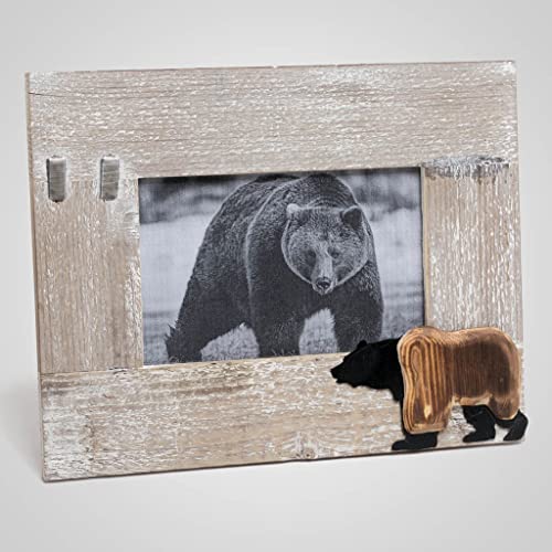 Lipco Wood and Metal Bear Photo Picture Frame, 9.25-inch Length, Wall and Tabletop Decoration