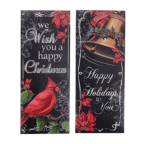 A&B Home X16260 24.2" H Rectangular Multicolored Wood/Paper Wall Piece (Set of 2), Christmas Theme, Holiday Decoration, Seasonal Ornament, Home Accent D‚Äö√Ñ√∂‚àö‚Ä†‚àö‚àÇ¬¨¬®¬¨¬©cor, Multi