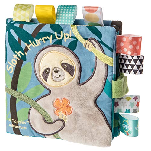 Mary Meyer Taggies Touch & Feel Soft Cloth Book with Crinkle Paper & Squeaker, Molasses Sloth