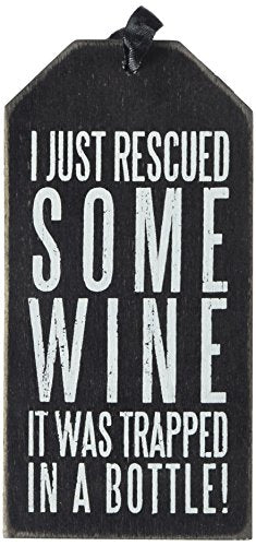 Primitives by Kathy Bottle Tag, 6 by 3-Inch, Rescued Wine