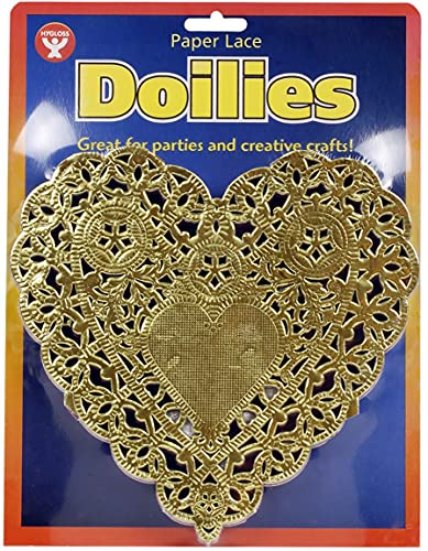 Hygloss Products Heart Doilies ‚Äì 6 Inch Assorted Colors Red White Gold Silver Doilies, 100 Pack
