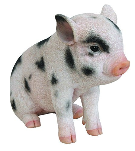 Hi Line Gift Ltd Sitting Baby Pig with Black Spots, 6"
