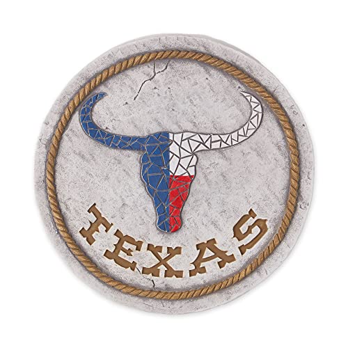 Sigma SLC Accent Plus Cement Stepping Stone Collection Decorative Colorful, 10" Diameter, Texas Longhorn