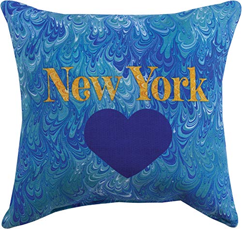 Manual Woodworkers SDMSNY Marbel States New York Dye Throw Pillow, 12 inch, Blue