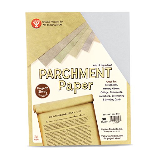 Hygloss Products Craft Parchment Paper Sheets - Printer Friendly, Made in USA - 8-1/2 x 11 Inches, Sky Blue, 30 Pack