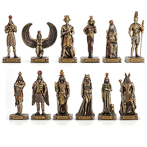 Unicorn Studio Veronese Design Egyptian Gods Resin Figurines Hand Painted Bronzed Statue