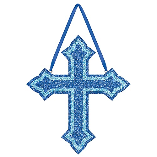 Amscan 242698 Cross Sign, 11 1/2"H x 10"W, Blue