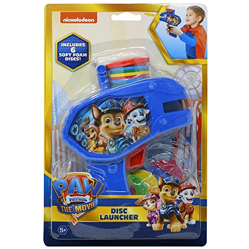 UPD What Kids Want Paw Patrol Foam Disc Launcher - Paw Patrol Movie Toy Foam Gun Playset for Kids, Includes 6 Soft Discs, Featuring Chase, Marshall, and Liberty, for Birthday Party Favor Bags